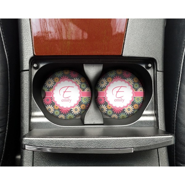 Daisies Sandstone Car Coaster - In Cup Holder