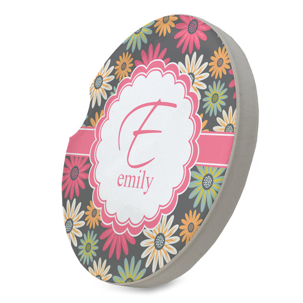 Daisies Sandstone Car Coaster - STANDING ANGLE