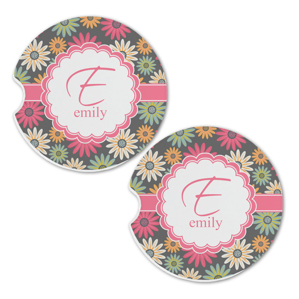 Daisies Sandstone Car Coasters - Set of 2