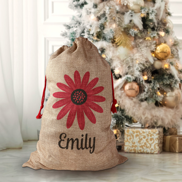 Daisies Santa Bag - Front (stuffed)