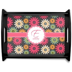Daisies Black Wooden Tray - Large (Personalized)