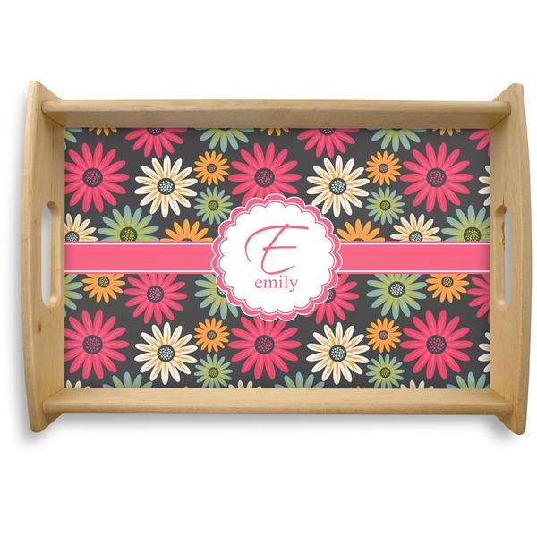 Custom Daisies Natural Wooden Tray - Small (Personalized)