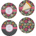 Daisies Set of 4 Glass Appetizer / Dessert Plate 8" (Personalized)