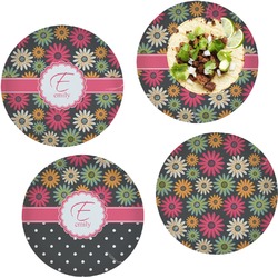 Daisies Set of 4 Glass Lunch / Dinner Plate 10" (Personalized)