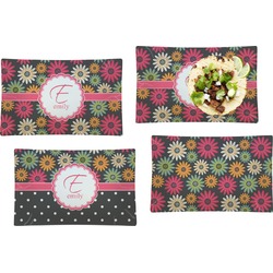 Daisies Set of 4 Glass Rectangular Lunch / Dinner Plate (Personalized)