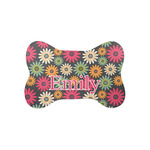 Daisies Bone Shaped Dog Food Mat (Small) (Personalized)