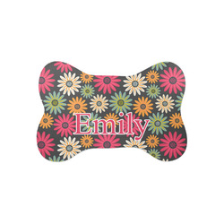 Daisies Bone Shaped Dog Food Mat (Small) (Personalized)
