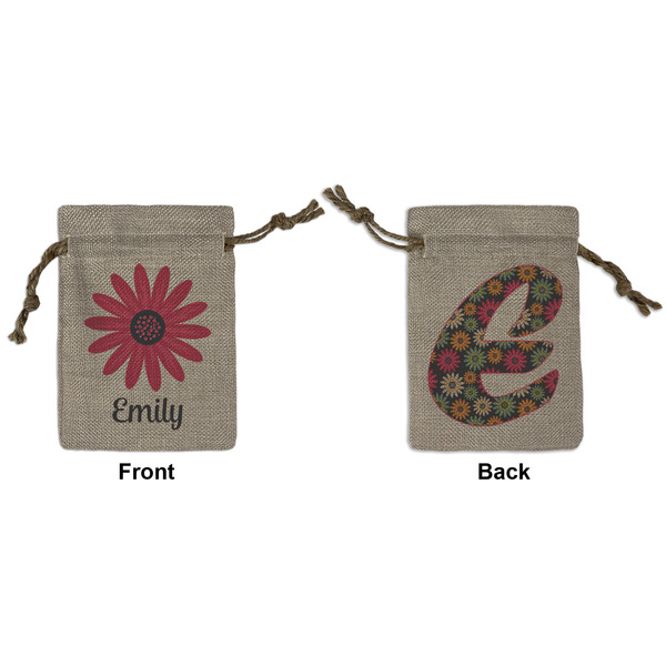 Custom Daisies Small Burlap Gift Bag - Front & Back (Personalized)