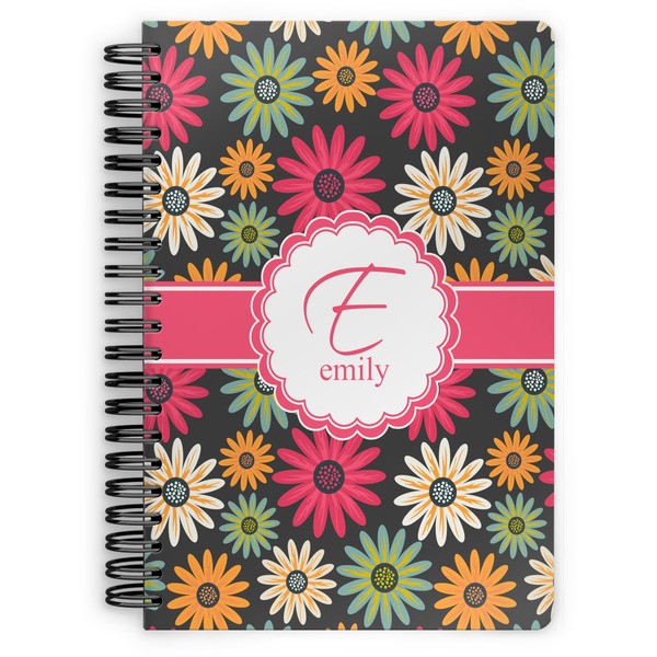 Custom Daisies Spiral Notebook - 7x10 w/ Name and Initial