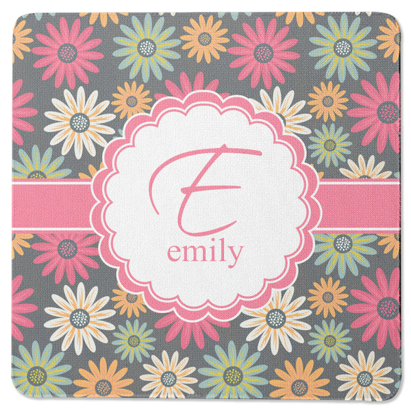 Custom Daisies Square Rubber Backed Coaster (Personalized)