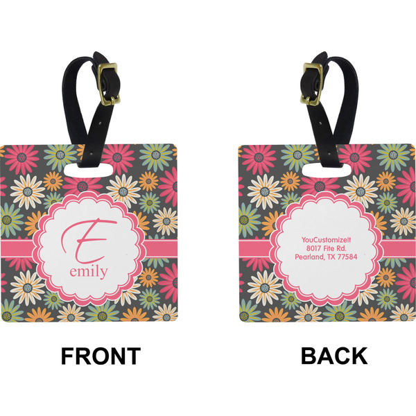 Daisies Square Luggage Tag (Front + Back)