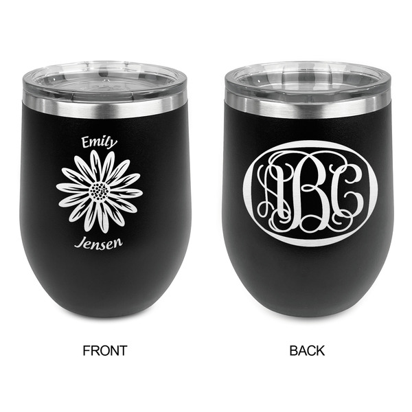 Daisies Stainless Wine Tumblers - Black - Double Sided - Approval