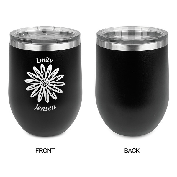 Daisies Stainless Wine Tumblers - Black - Single Sided - Approval