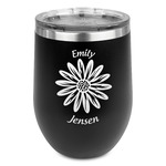 Daisies Stemless Stainless Steel Wine Tumbler - Black - Single Sided (Personalized)