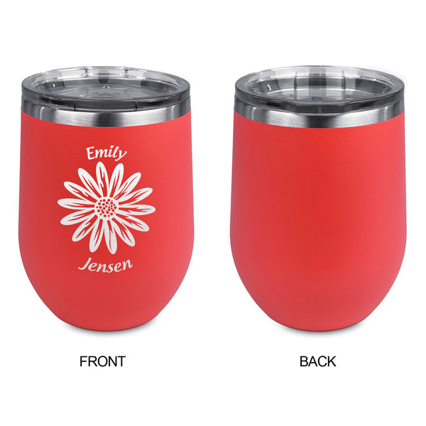 Daisies Stainless Wine Tumblers - Coral - Single Sided - Approval
