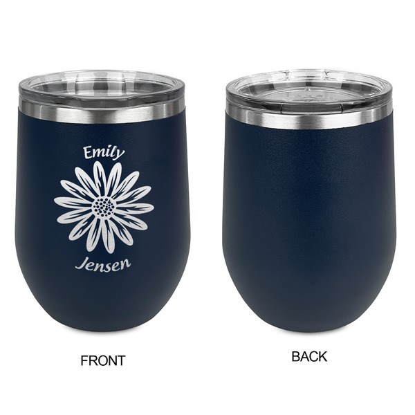 Daisies Stainless Wine Tumblers - Navy - Single Sided - Approval