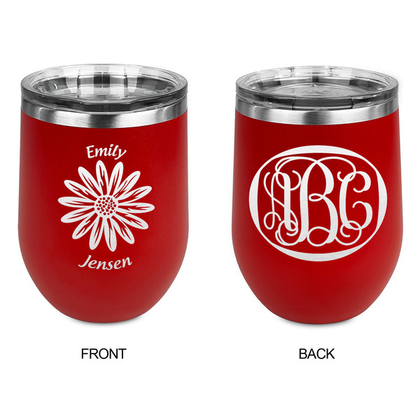 Daisies Stainless Wine Tumblers - Red - Double Sided - Approval
