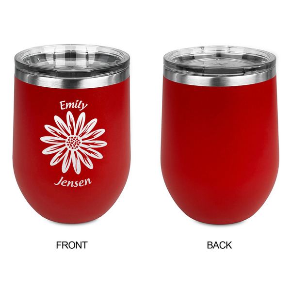 Daisies Stainless Wine Tumblers - Red - Single Sided - Approval