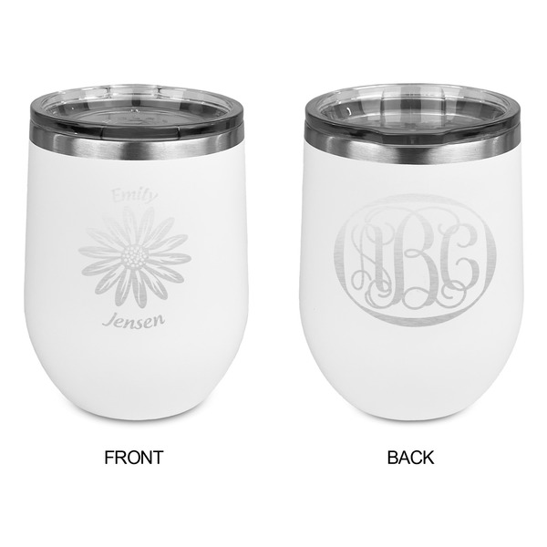 Daisies Stainless Wine Tumblers - White - Double Sided - Approval