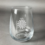 Daisies Stemless Wine Glass (Single) (Personalized)
