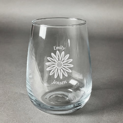 Daisies Stemless Wine Glass - Engraved (Personalized)