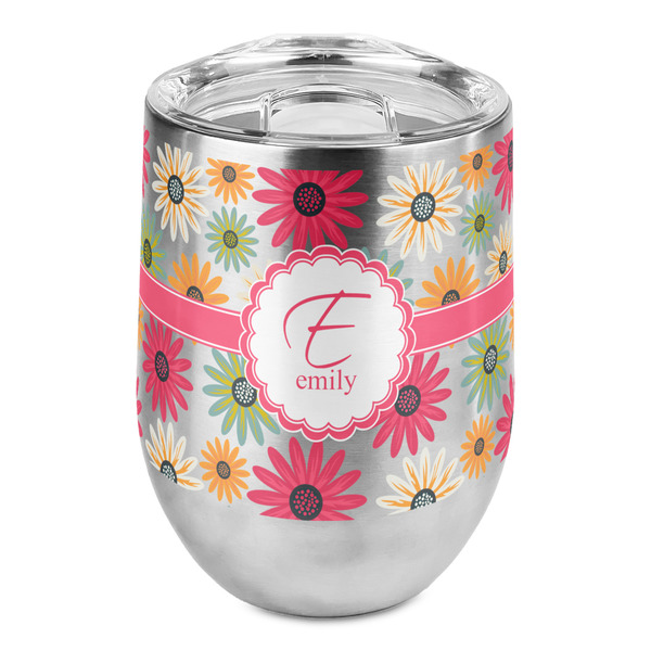 Custom Daisies Stemless Wine Tumbler - Full Print (Personalized)