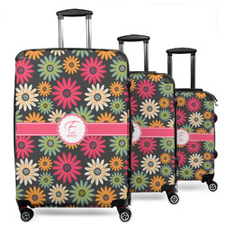 Daisies 3 Piece Luggage Set - 20" Carry On, 24" Medium Checked, 28" Large Checked (Personalized)