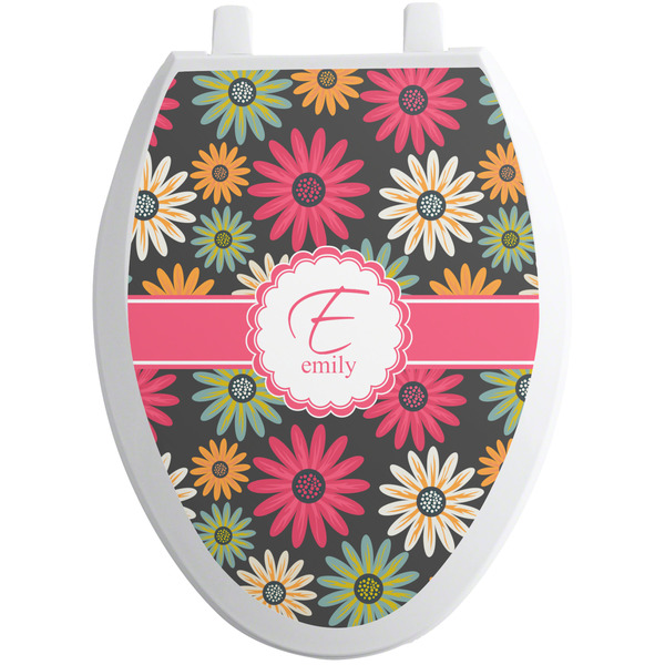 Custom Daisies Toilet Seat Decal - Elongated (Personalized)