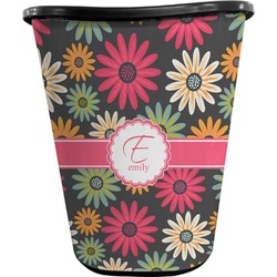 Daisies Waste Basket - Double Sided (Black) (Personalized)