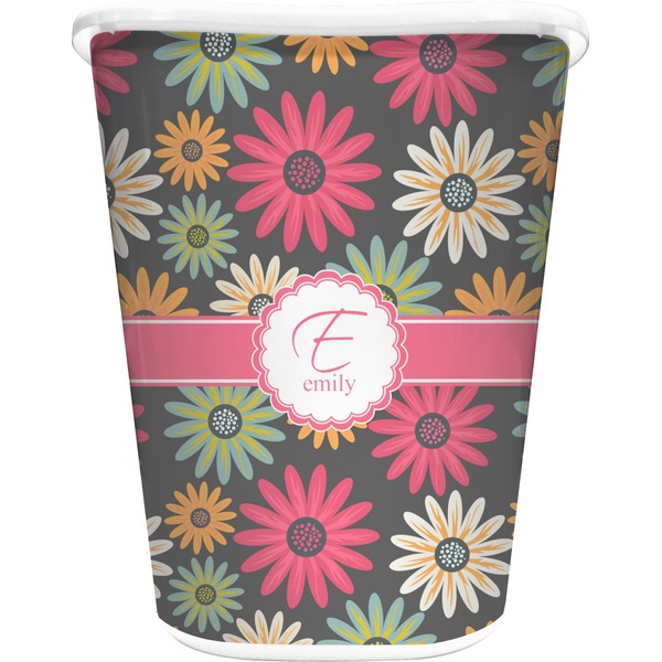 Custom Daisies Waste Basket - Double Sided (White) (Personalized)