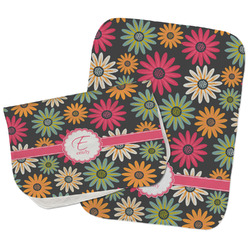 Daisies Burp Cloths - Fleece - Set of 2 w/ Name and Initial