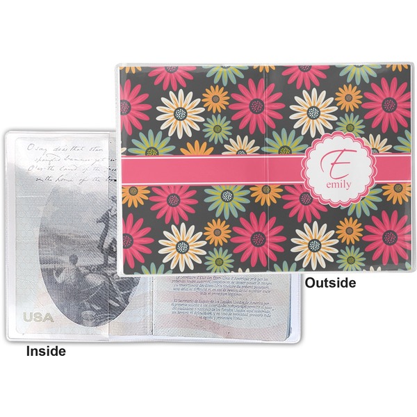 Daisies Vinyl Passport Holder - Flat Front and Back