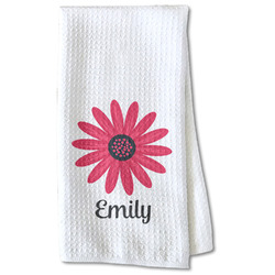 Daisies Kitchen Towel - Waffle Weave - Partial Print (Personalized)