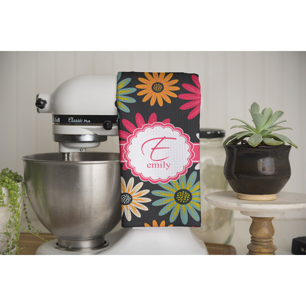 Daisies Waffle Weave Towel - Full Color Print - Lifestyle Image