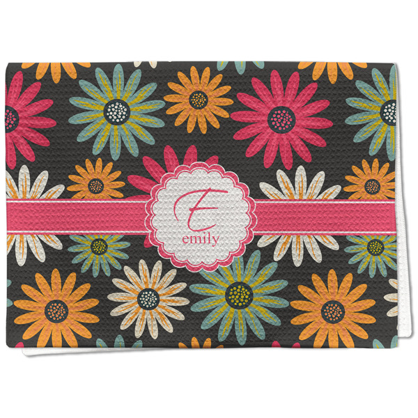 Custom Daisies Kitchen Towel - Waffle Weave - Full Color Print (Personalized)