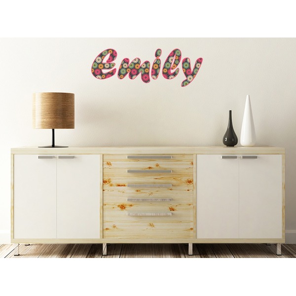 Daisies Wall Name Decal On Wooden Desk