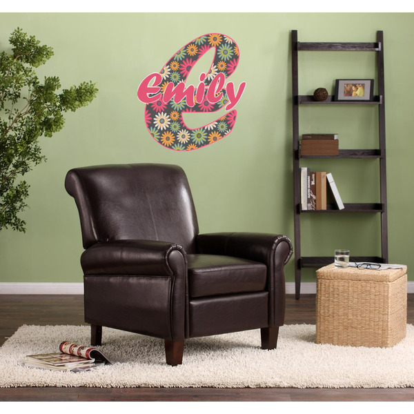 Daisies Wall Name & Initial Large on Living Room Wall