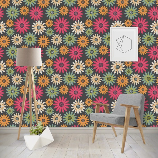 Custom Daisies Wallpaper & Surface Covering (Water Activated - Removable)
