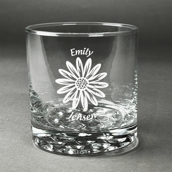 Custom Daisies Whiskey Glass (Single) (Personalized)