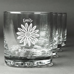 Daisies Whiskey Glasses (Set of 4) (Personalized)