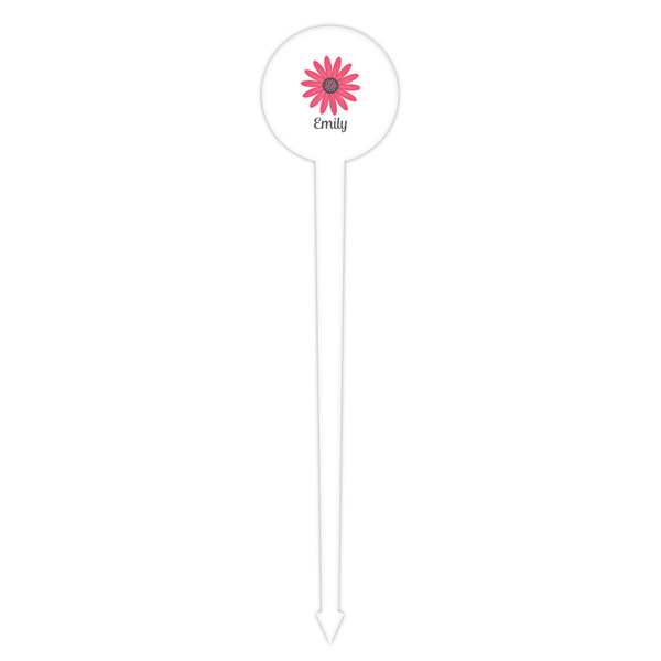 Daisies White Plastic 4" Food Pick - Round - Single Pick