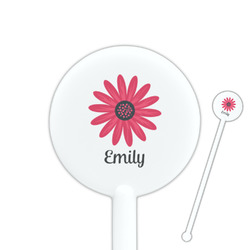 Daisies 5.5" Round Plastic Stir Sticks - White - Double Sided (Personalized)
