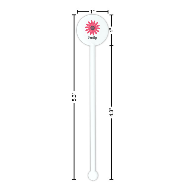 Daisies White Plastic 5.5" Stir Stick - Round - Dimensions
