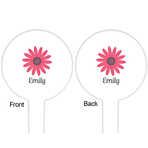 Daisies White Plastic 6" Food Pick - Round - Double Sided - Front & Back