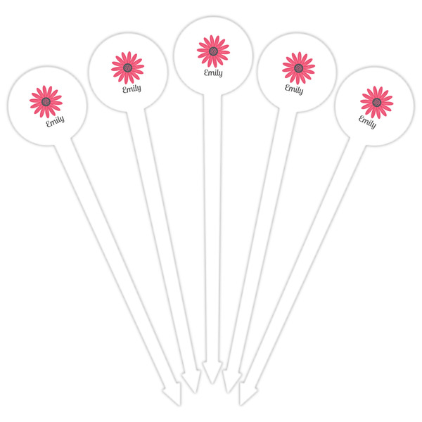 Daisies White Plastic 6" Food Pick - Round - Fan View