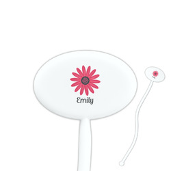 Daisies 7" Oval Plastic Stir Sticks - White - Single Sided (Personalized)