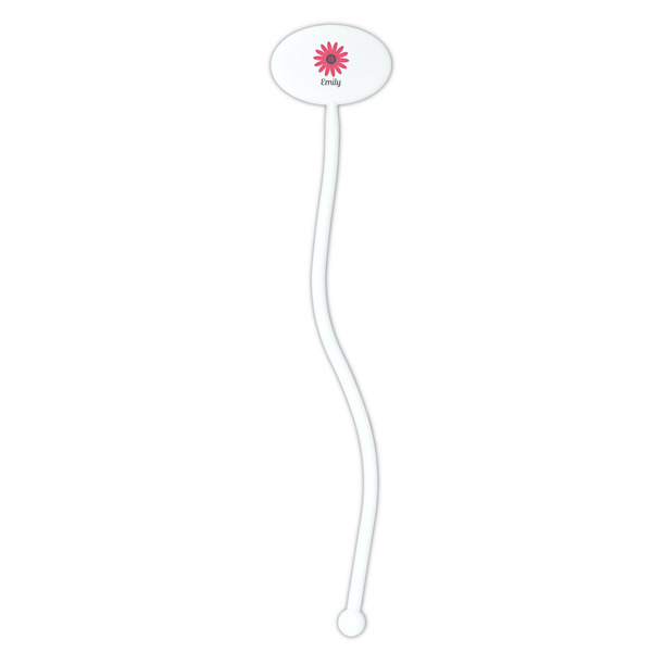 Daisies White Plastic 7" Stir Stick - Oval - Single Stick