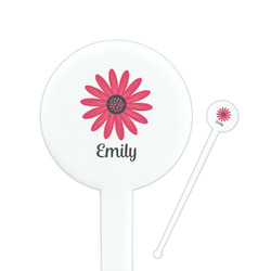 Daisies 7" Round Plastic Stir Sticks - White - Double Sided (Personalized)