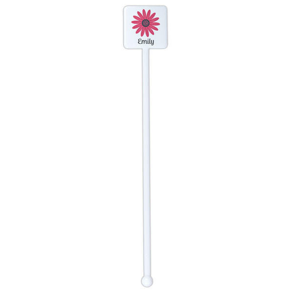 Daisies White Plastic Stir Stick - Single Sided - Square - Single Stick