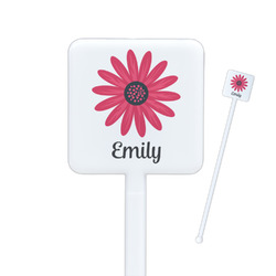 Daisies Square Plastic Stir Sticks - Double Sided (Personalized)
